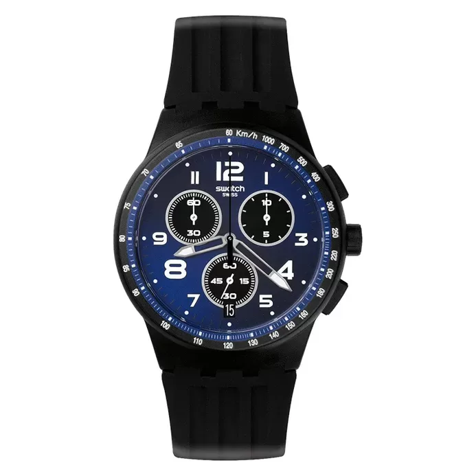 Swatch Nitespeed Blue Dial Black Rubber