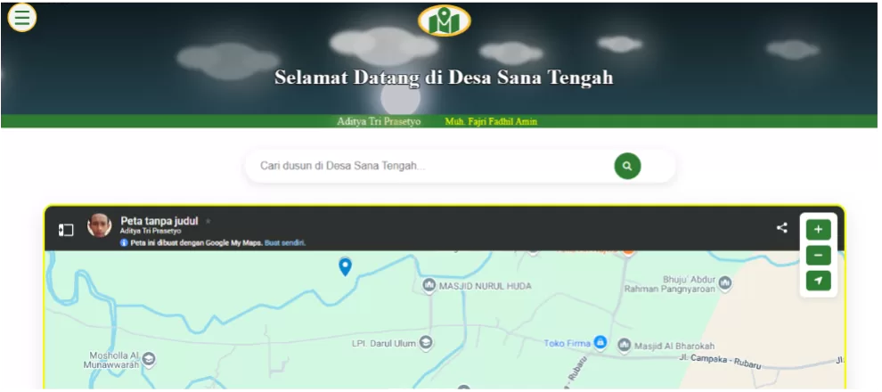 Tampilan Utama Website Desa Sana Tengah